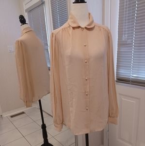 $4 Add-on Sheer Beige/Cream Coloured Blouse - Size 12